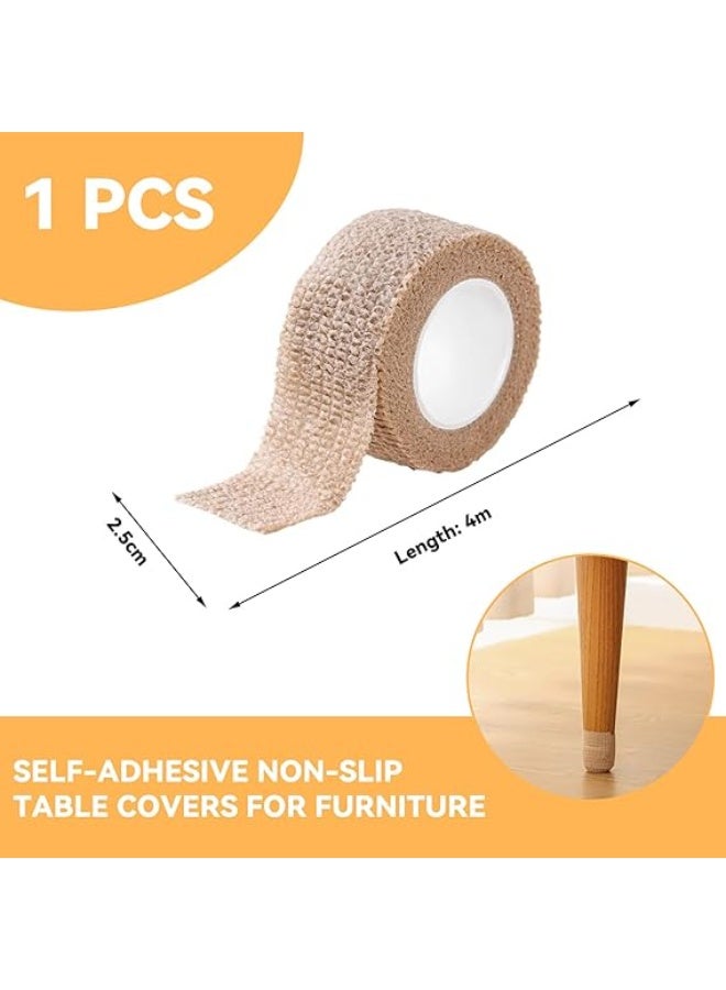 1 Roll 2.5cm Width x 4m Length Adhesive Bandage Tape,Skin Color Plaster Roll,Breathable High Elastoplast Tape,Tearable Anti Slip Fabric Plaster Roll,for Stool Leg Silent Anti-Scratch - Image 4