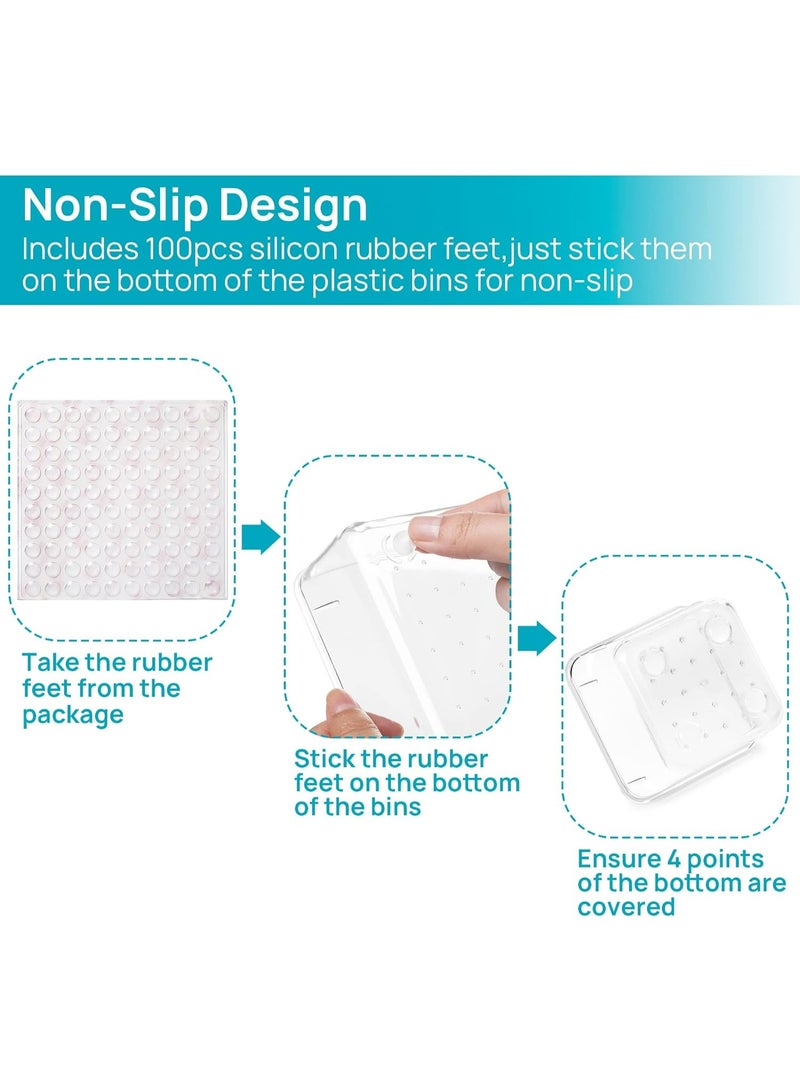 ZIMNEST High-Clarity Thickened Plastic Drawer Organizers Set 25 PCS with Non-Slip Pads 4 Sizes Versatile Storage Trays for Bathroom Vanity Makeup Kitchen Bedroom Office Daily Use - Image 4