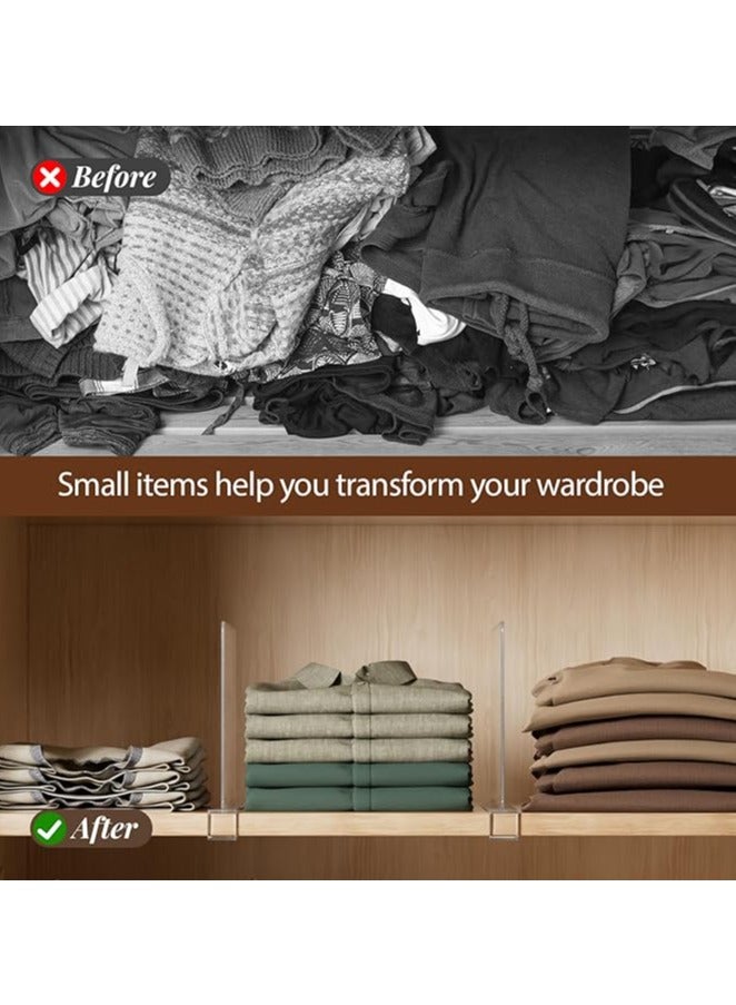 8 Pack Acrylic Shelf Dividers for Closets Clear Closet Shelf Organizer Closet Separator Kitchen Cabinets Shelf for Bedroom Kitchen Office - Image 2