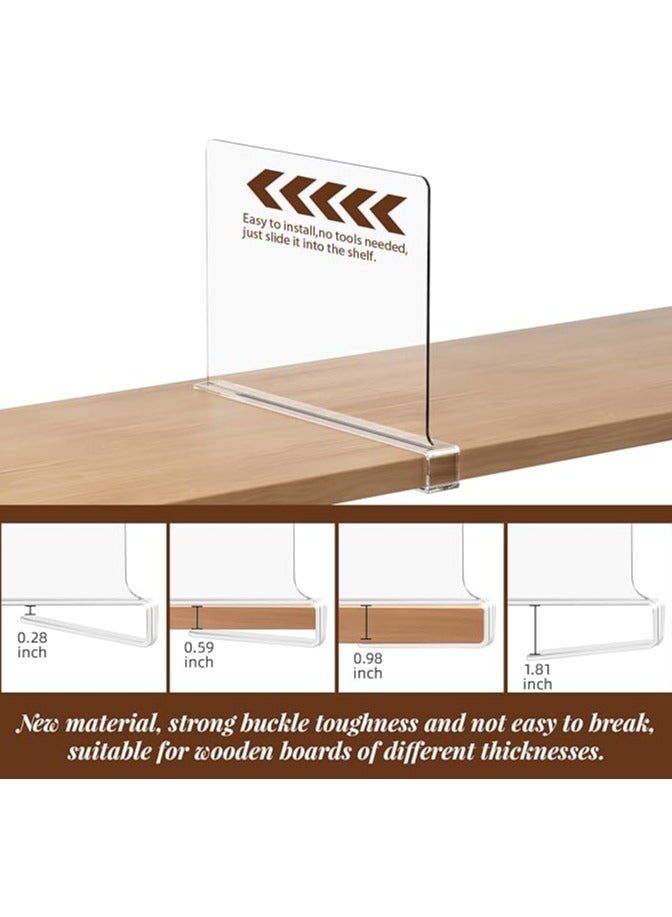 8 Pack Acrylic Shelf Dividers for Closets Clear Closet Shelf Organizer Closet Separator Kitchen Cabinets Shelf for Bedroom Kitchen Office - Image 3