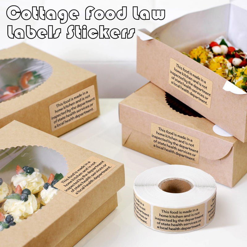 Marspark 500 Count Cottage Food Law Labels Stickers Made in A Home Kitchen Inspection Statement Thermal Printed Labels for Home Kitchen (2 x 1 Inch,Classic,Kraft) - Image 5