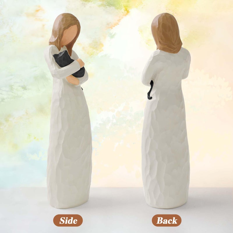 Cuayaes Black Cat Memorial Gifts for Women, Resin Cat Figurines Decor for Cat Lovers, Pet Friendship Guardian Angel Statue, Loss of Cat Sympathy Gift Remembrance Gifts for Cat Mom - Image 3