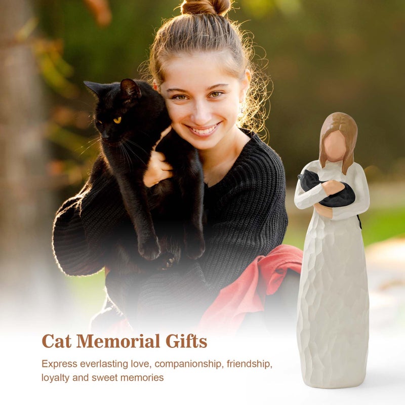 Cuayaes Black Cat Memorial Gifts for Women, Resin Cat Figurines Decor for Cat Lovers, Pet Friendship Guardian Angel Statue, Loss of Cat Sympathy Gift Remembrance Gifts for Cat Mom - Image 2