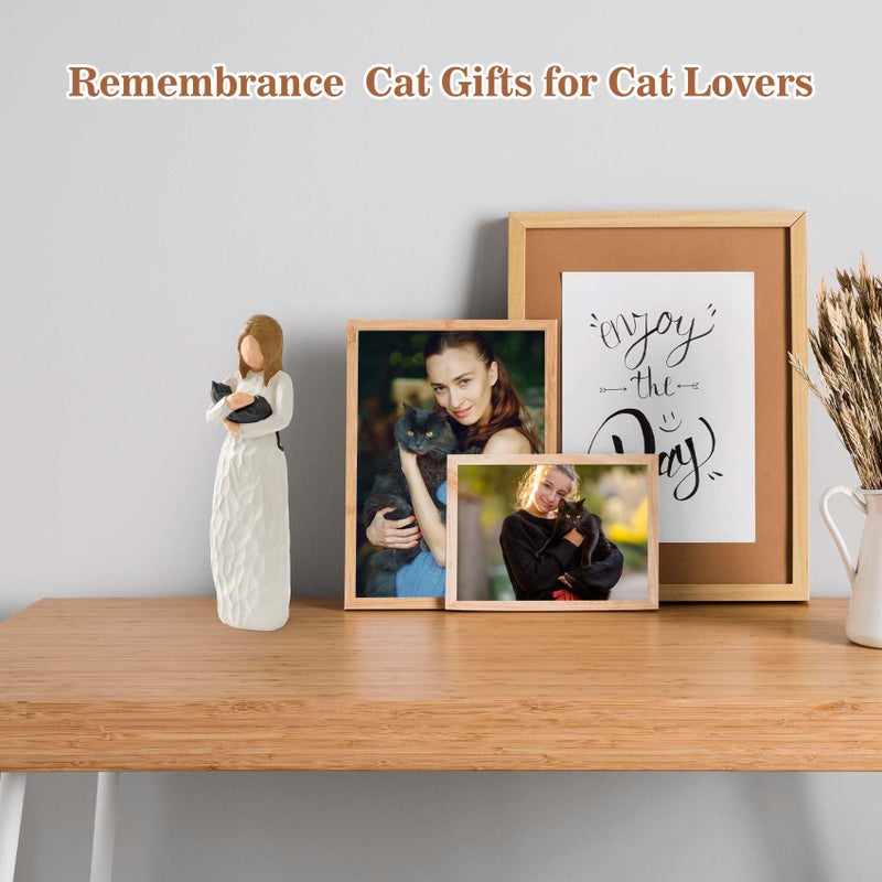 Cuayaes Black Cat Memorial Gifts for Women, Resin Cat Figurines Decor for Cat Lovers, Pet Friendship Guardian Angel Statue, Loss of Cat Sympathy Gift Remembrance Gifts for Cat Mom - Image 4