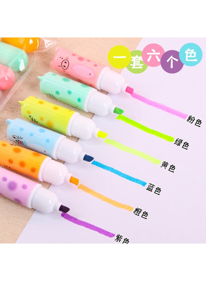 HELPS Cartoon Cat Bag Highlighter Student Cute Hand Account Watercolor Pen Overlapping Color Eye Care Key Marker - Image 2