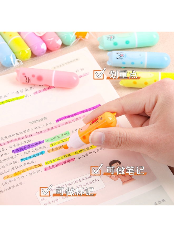 HELPS Cartoon Cat Bag Highlighter Student Cute Hand Account Watercolor Pen Overlapping Color Eye Care Key Marker - Image 3