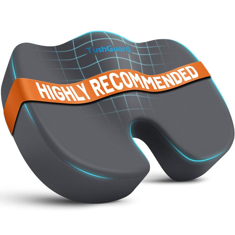 TushGuard Seat Cushion Office Chair Cushions Car Seat Cushion NonSlip Relief Chair Pad Memory Foam Butt Pillow for Computer Desk Office Chair Grey