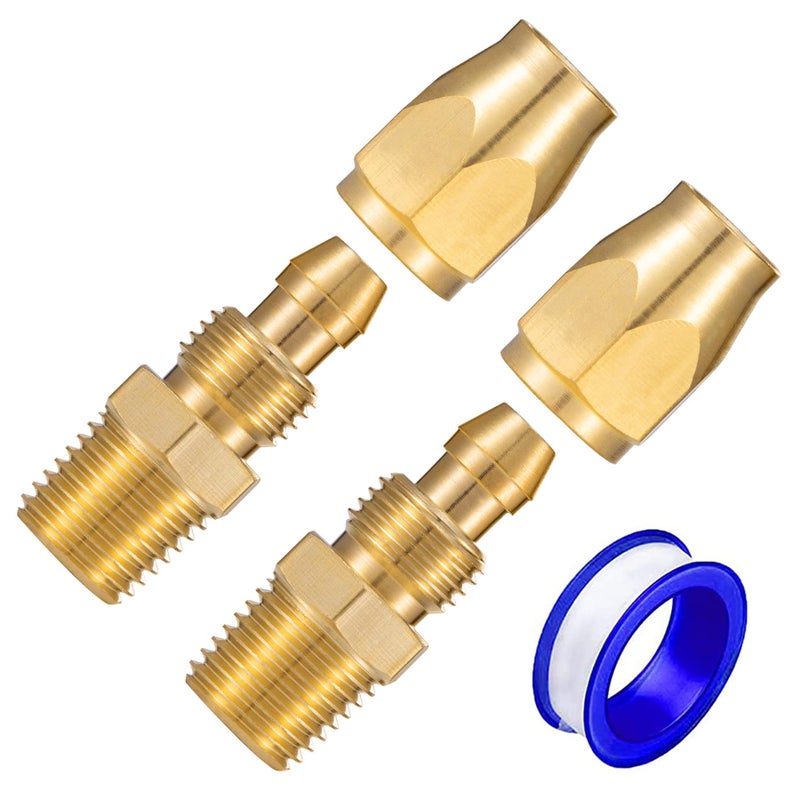 Breezliy Premium Solid Brass 2PCS Reusable Replacement Fitting For 1/4-Inch ID Hose,1/4-Inch NPT Rigid - Image 1