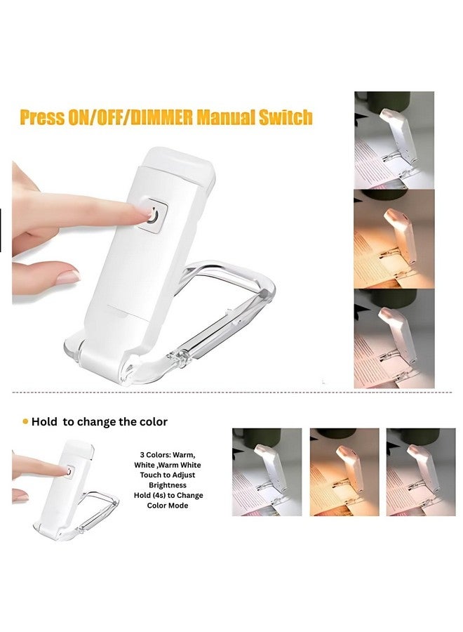 One94Store Book Lamp for Students, USB Rechargeable LED Study Light, 3 Brightness & Color Modes, Clip-On, Portable & Eye-Friendly (White) - Image 2