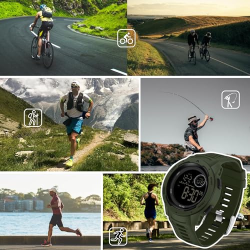 findtime Men's Digital Watch Waterproof Sports Watches Tactical Military Stopwatch Alarm 12/24H Outdoor Mens Wristwatch for Running Swimming Relojes para Hombres Army Green - Image 4