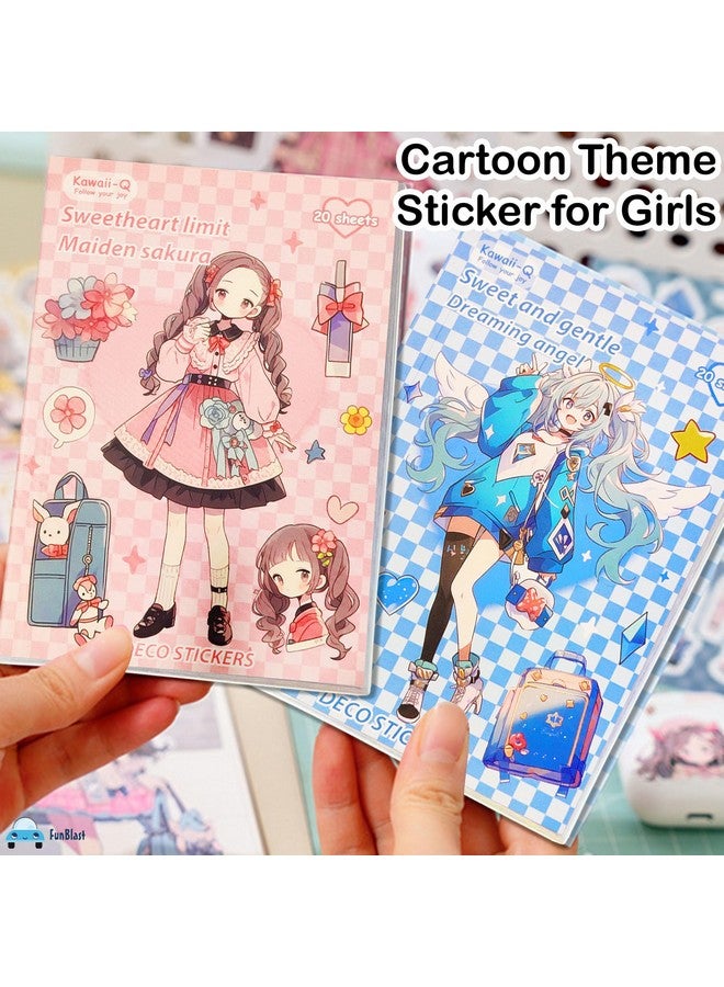 فنبلاست كتاب ملصقات فن بلاست كاواي - 80 ورقة/1600 ملصق، ملصقات زخرفية على الطراز الياباني، ملصقات كاواي ذاتية اللصق، ملصقات بطابع كرتوني للفتيات (عبوة من 4 قطع) - Image 2