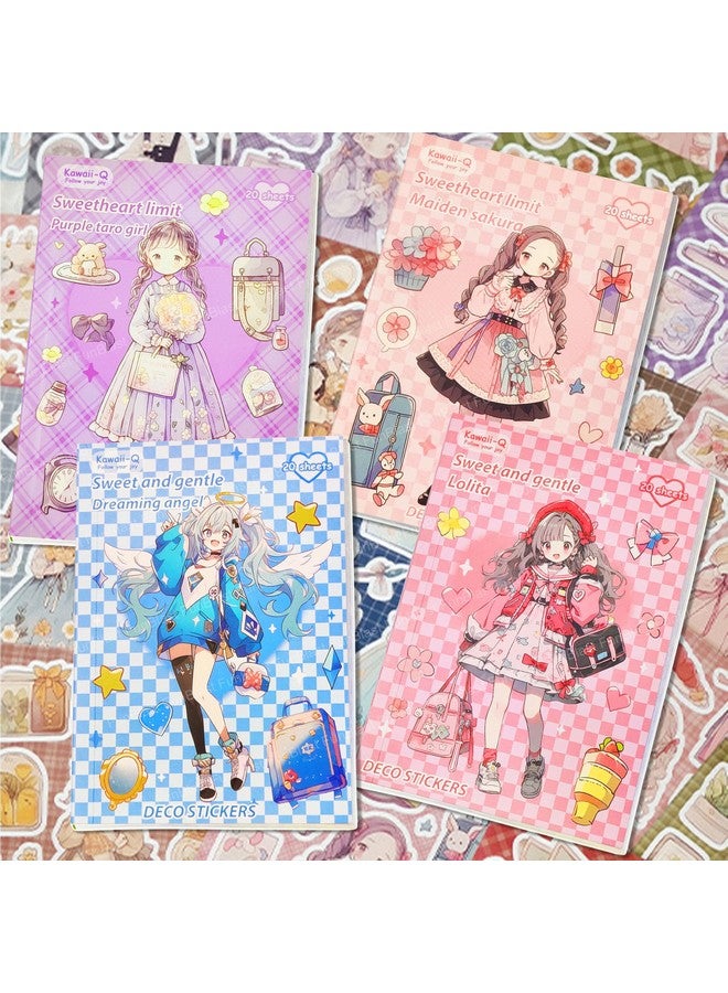 فنبلاست كتاب ملصقات فن بلاست كاواي - 80 ورقة/1600 ملصق، ملصقات زخرفية على الطراز الياباني، ملصقات كاواي ذاتية اللصق، ملصقات بطابع كرتوني للفتيات (عبوة من 4 قطع) - Image 1