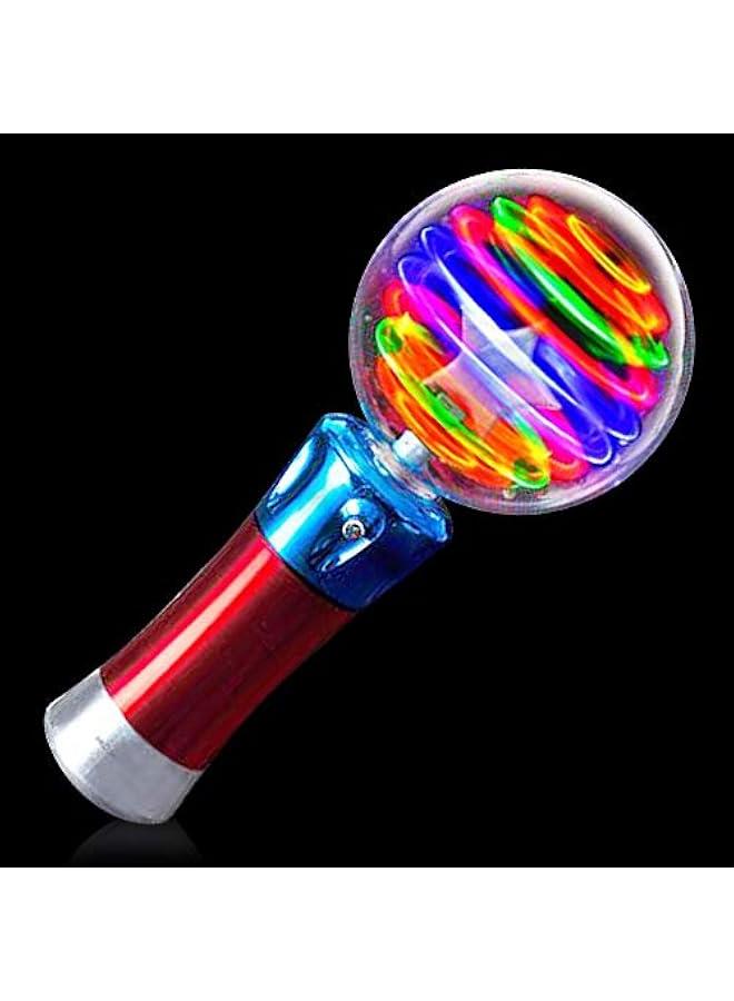7.5 Inch Light Up Magic Ball Toy Wands for Kids, Set of 2, Flashing LED Wands for Boys and Girls, Thrilling Spinning Light Show, Batteries Included, Fun Gift or Birthday Party Favor