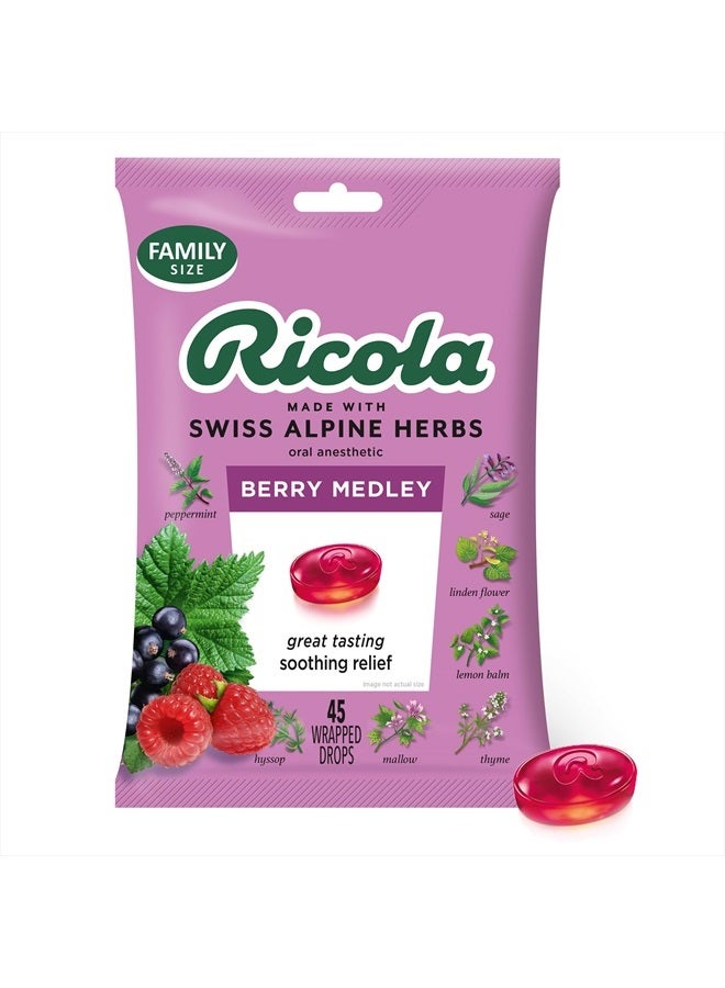 Ricola Berry Medley Throat Drops, 45 Count, Delicious Throat Relief & Care, Oral Anesthetic, Naturally Flavored - Image 1