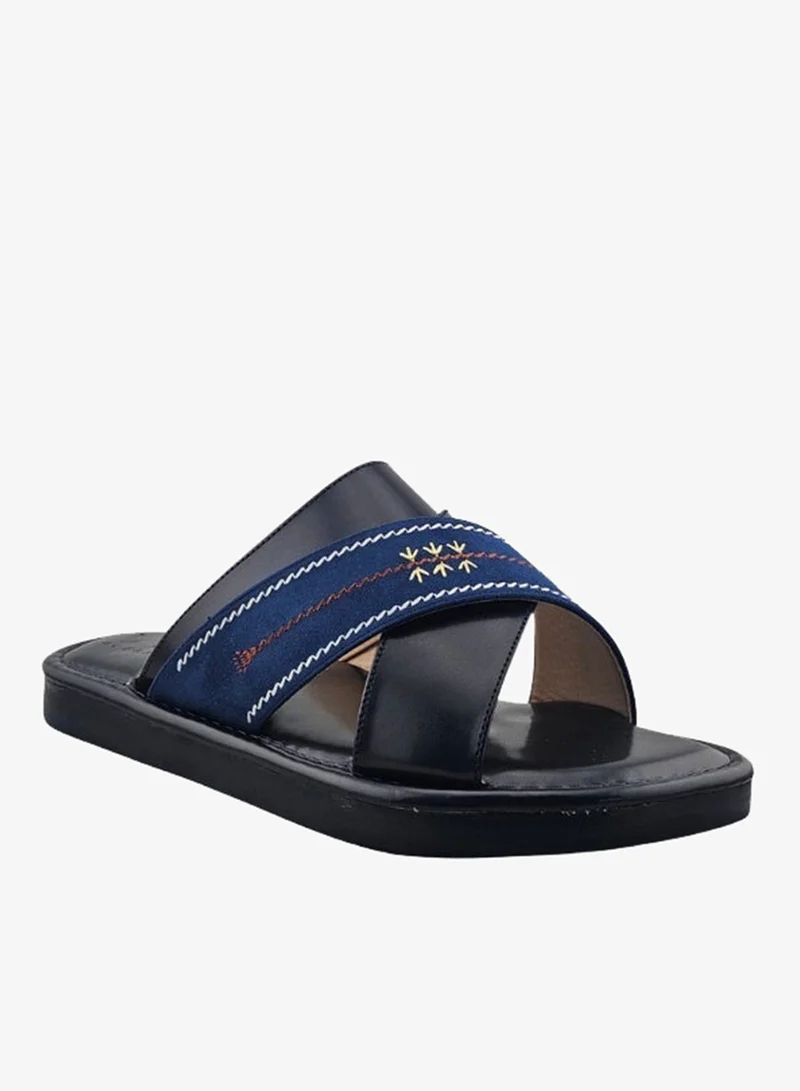 AL Fanoos Men's Cross-Strap Sandal Al Fanoos Embroidered Gulf Design