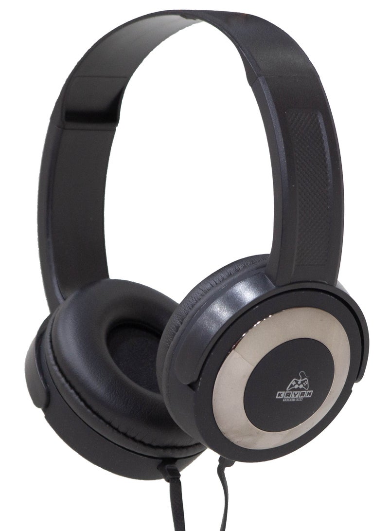 KAYAN KN-815 Stereo HiFi Headphones – Wired Over-Ear Headset with 3.5mm Jack, Extra Bass, Foldable Design, and Comfort Headband – Black / Gun - Image 3