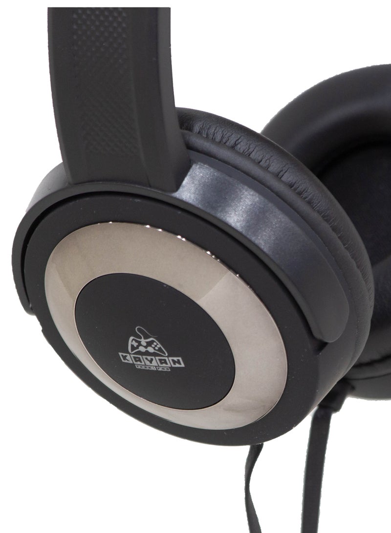 KAYAN KN-815 Stereo HiFi Headphones – Wired Over-Ear Headset with 3.5mm Jack, Extra Bass, Foldable Design, and Comfort Headband – Black / Gun - Image 2