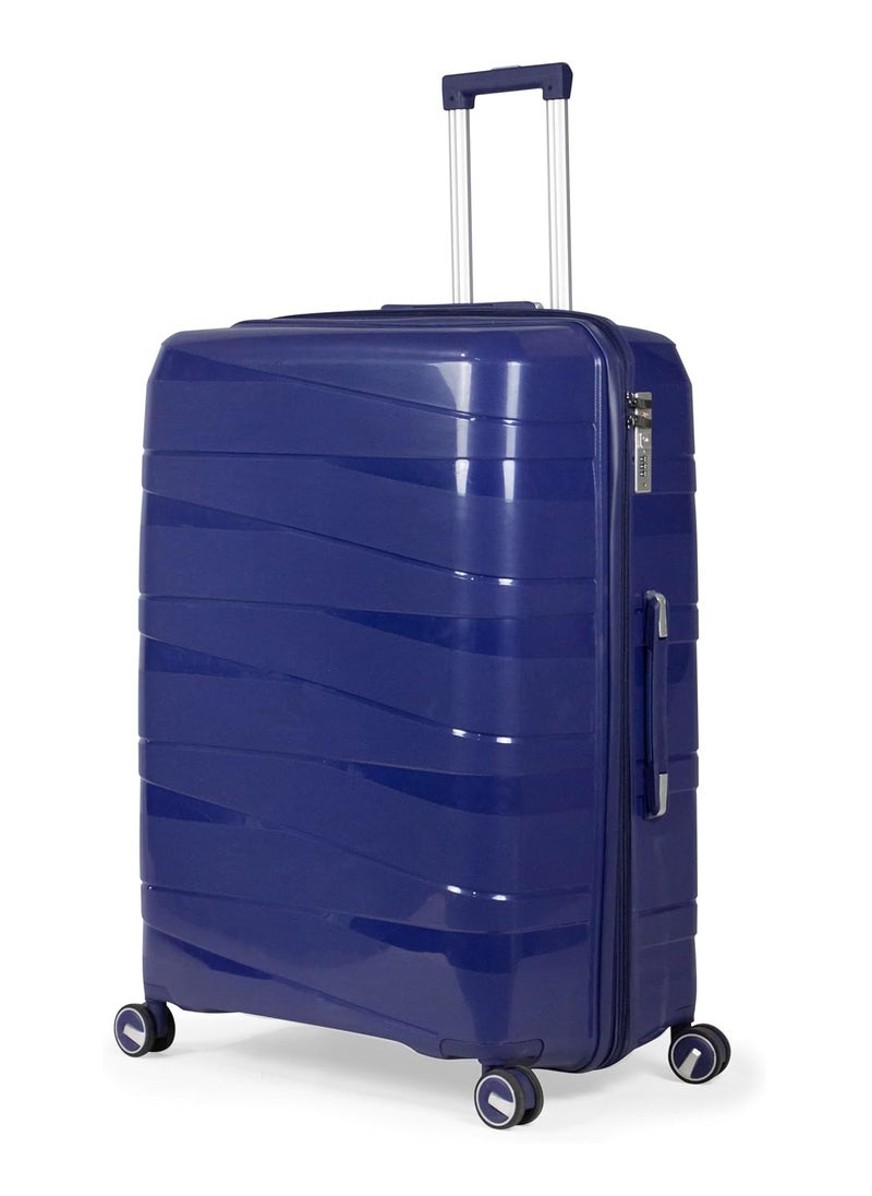 Mortiz Complete 3 Piece Polypropylene Luggage Set with Unbreakable Wheels Blue