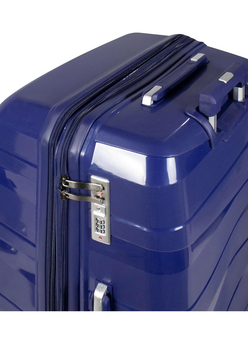 Mortiz Complete 3 Piece Polypropylene Luggage Set with Unbreakable Wheels Blue