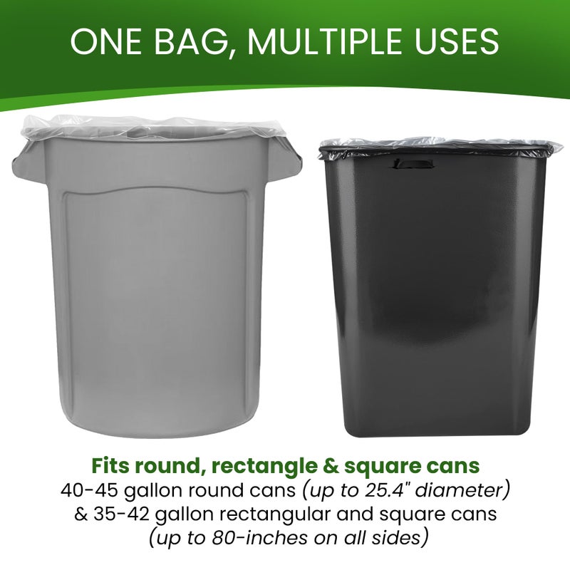 Betta 40-45 Gallon Clear High-Density Trash Bags, 250 Count Box, (40x48-inch) Commercial Medium-Duty Garbage Can Liners - Image 3