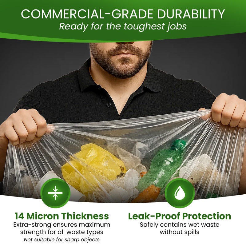 Betta 40-45 Gallon Clear High-Density Trash Bags, 250 Count Box, (40x48-inch) Commercial Medium-Duty Garbage Can Liners - Image 5