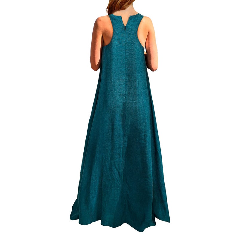 Rainday Women's Linen Dress Sleeveness Loose Dresses Casual Maxi Dress with Pockets(Z3019GN,XL) - Image 2