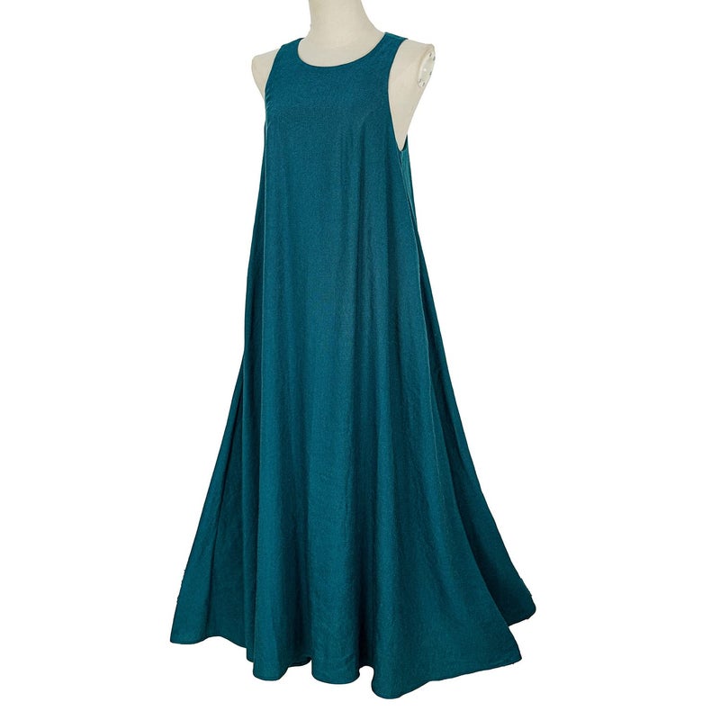 Rainday Women's Linen Dress Sleeveness Loose Dresses Casual Maxi Dress with Pockets(Z3019GN,XL) - Image 3