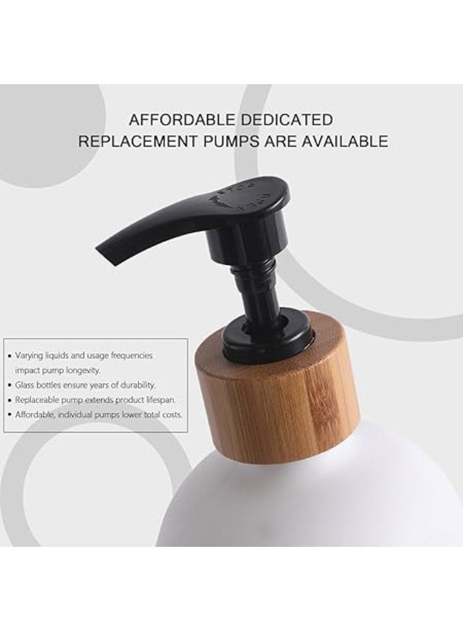 Soap Dispenser Set with bamboo tray, Glass Hand Soap Dispenser and Glass Dish Soap Dispenser, Kitchen Soap Dispenser Set Decor, Refillable Hand Soap and Dish Soap Dispenser for Bathroom and Kitchen, liquid soap glass bottle, Modern Farmhouse Decor - Image 2