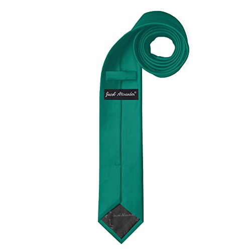 Jacob Alexander Men's Skinny Width 2" Solid Color Tie - Kelly - Image 2