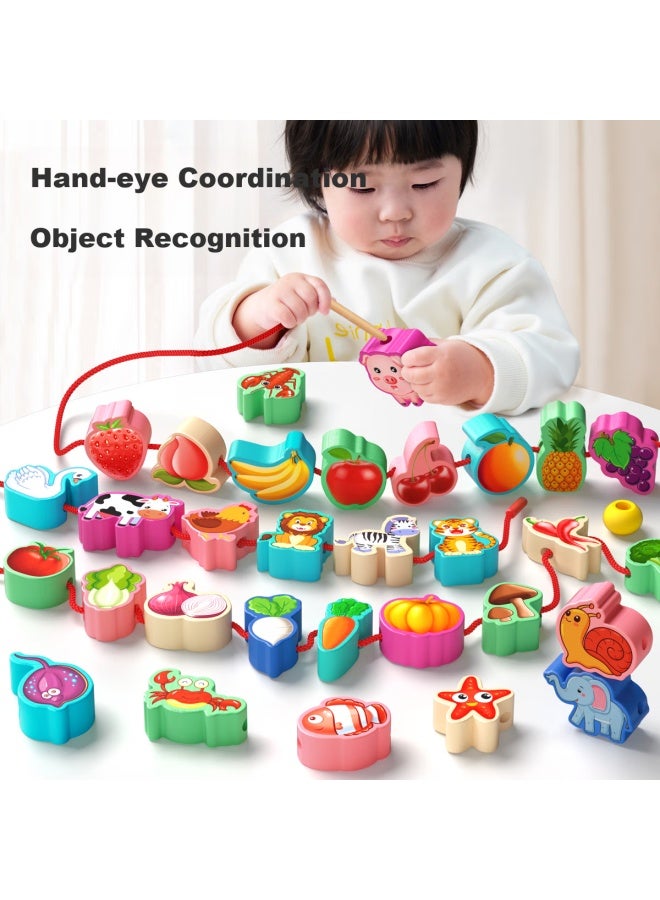 Coodora Beading Toy, String Threading, Montessori Early Education, Children'S Building Blocks, Large Particles, Fine Motor Skills Training, Birthday Gift - Image 1