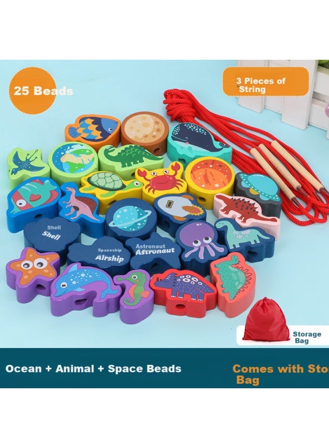 Coodora Beading Toy, String Threading, Montessori Early Education, Children'S Building Blocks, Large Particles, Fine Motor Skills Training, Birthday Gift - Image 2