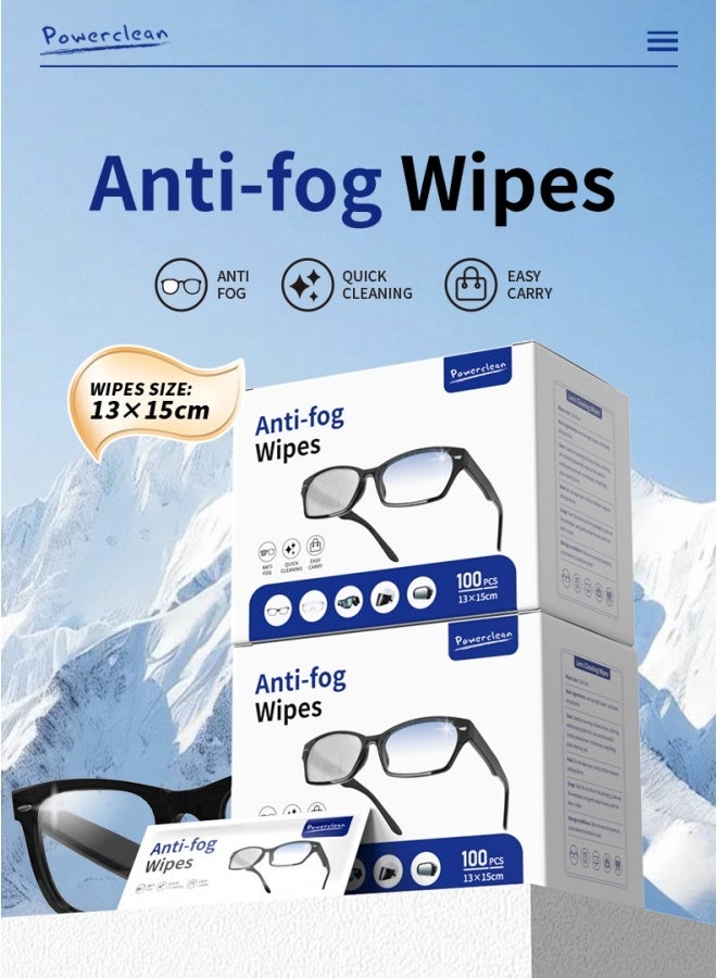 POWER CLEAN 100 Pieces (13×15 Cm) Anti-Fog Eyeglass Glass Cleaning Wet Wipes, Packed Individually, Can Be Used For Glasses, Sunglasses, Mobile Phone Screens, Tablets, Camera Lenses And Other Electronic Screens - Image 2