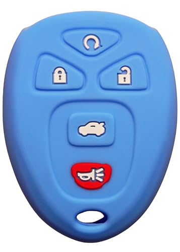 HEARTMEET Silicone Keyless Entry Remote Control Key Fob Cover Case Protector Replacement for Buick Gmc Chevrolet Cadillac Special KOBGT04A（ Light Blue） - Image 1
