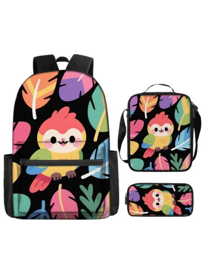 Cute backpack three-piece set, unique design, campus fashion item (for primary and secondary schools, children) - 3  - Image 1