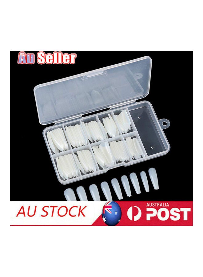Captaintech 100-Piece Long Fake Nail Tips White - Image 4