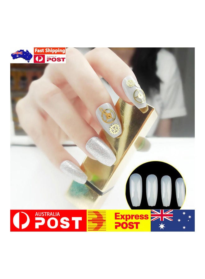 Captaintech 100-Piece Long Fake Nail Tips White - Image 2