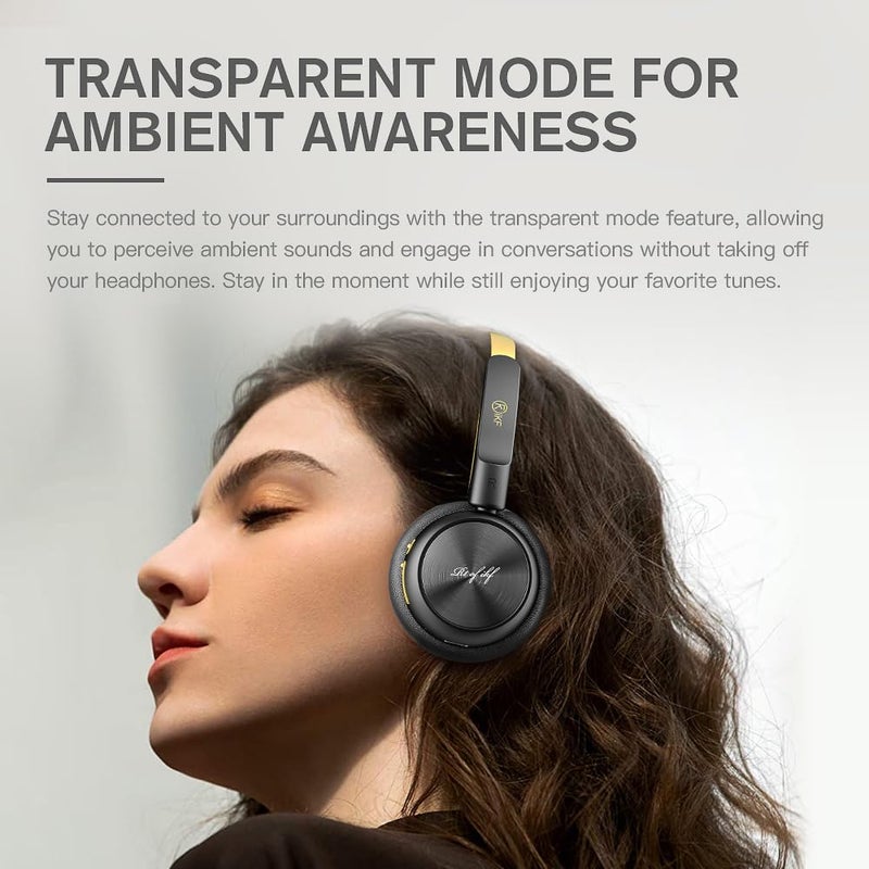 iKF R1 Wireless Bluetooth Headphones, Retro Classic Lightweight Headset, Builti-in Mic, 60H Playback, Dual Device Connectivity, Low Latency, App Customization,Throwback 80s 90s,OOTD - Image 4