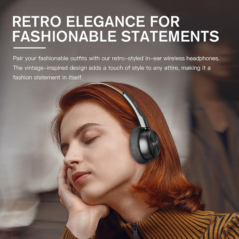 iKF R1 Wireless Bluetooth Headphones, Retro Classic Lightweight Headset, Builti-in Mic, 60H Playback, Dual Device Connectivity, Low Latency, App Customization,Throwback 80s 90s,OOTD - Image 2