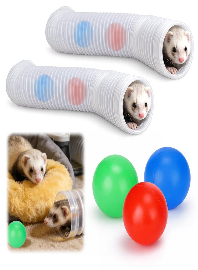 Mity rain 2PCS Ferret Toys with 6 Balls Inclueded, Lightweight Collapsible Tunnel Tube Accessories for Ferrets, Guinea Pigs, Hamsters, Expandable Interactive Toys Supplies for Small Pets White - Image 1