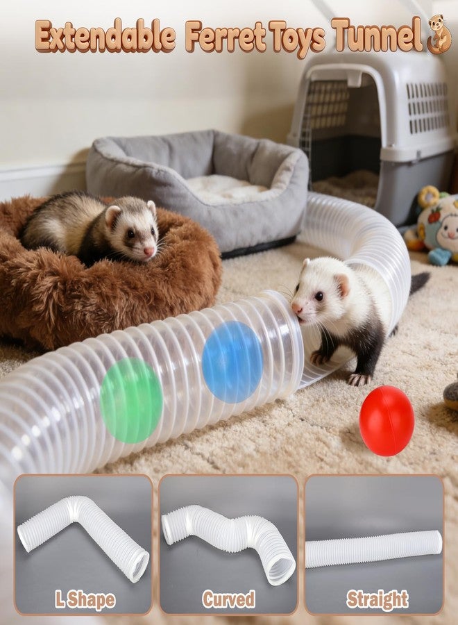 Mity rain 2PCS Ferret Toys with 6 Balls Inclueded, Lightweight Collapsible Tunnel Tube Accessories for Ferrets, Guinea Pigs, Hamsters, Expandable Interactive Toys Supplies for Small Pets White - Image 3
