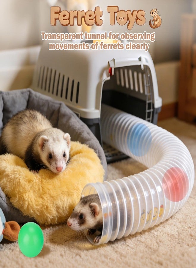 Mity rain 2PCS Ferret Toys with 6 Balls Inclueded, Lightweight Collapsible Tunnel Tube Accessories for Ferrets, Guinea Pigs, Hamsters, Expandable Interactive Toys Supplies for Small Pets White - Image 4