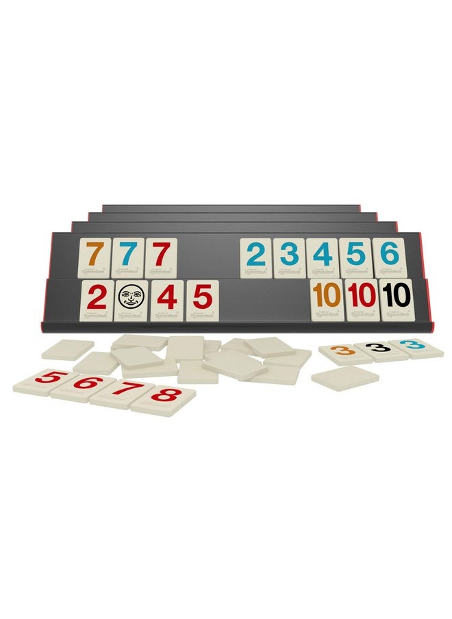 Pressman - Rummikub Premium Edition by Pressman - Features Racks - Large Number Engraved Tiles and a Storage Bag for The Ultimate Rummikub Experience by Pressman , Silver - Image 1