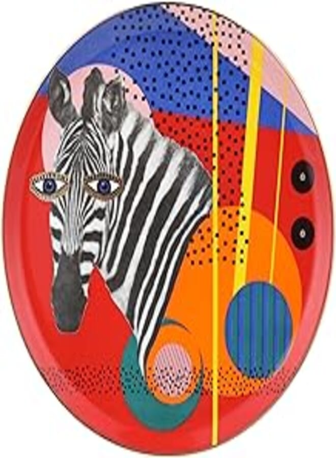 Porland Porland Po-Wl162928-Ze Porcelain Wild Life Zebra Flat Plate 28Cm Suitable For Home And Restaurants With Premium Durable Material - Multi Colour