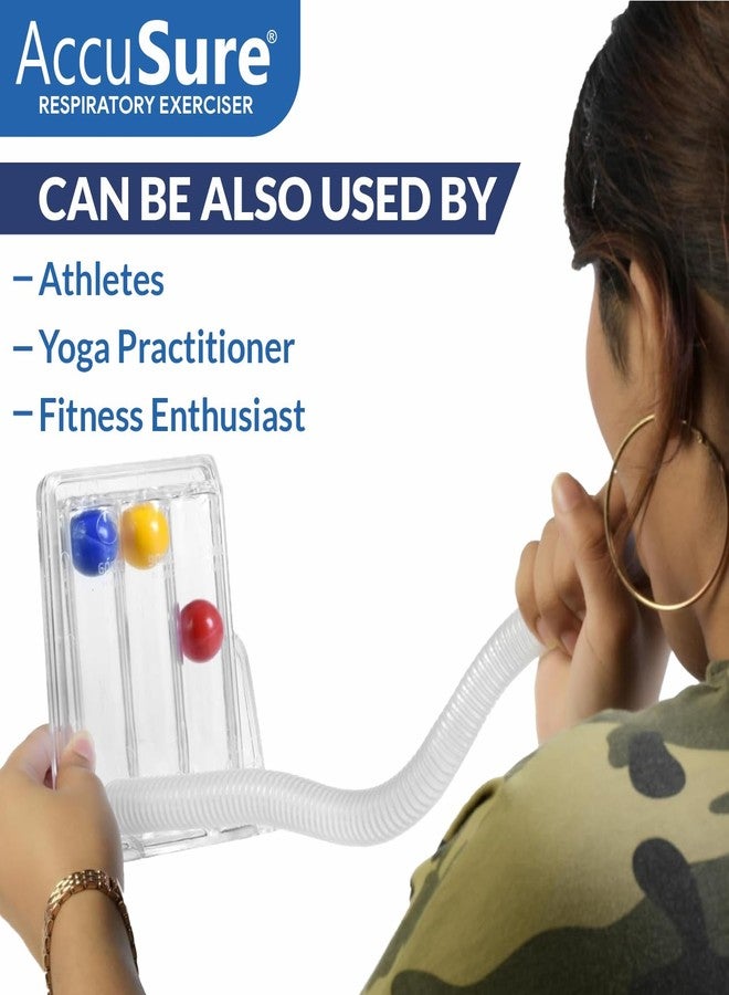 AccuSure 3 Ball Spirometer | Lung Exerciser | Respiratory Exerciser | Breathing Exercise | Respirometer | Breath Measurement System | Deep Breathing Lung Exerciser | Washable, Hygienic & Detachable - Image 2