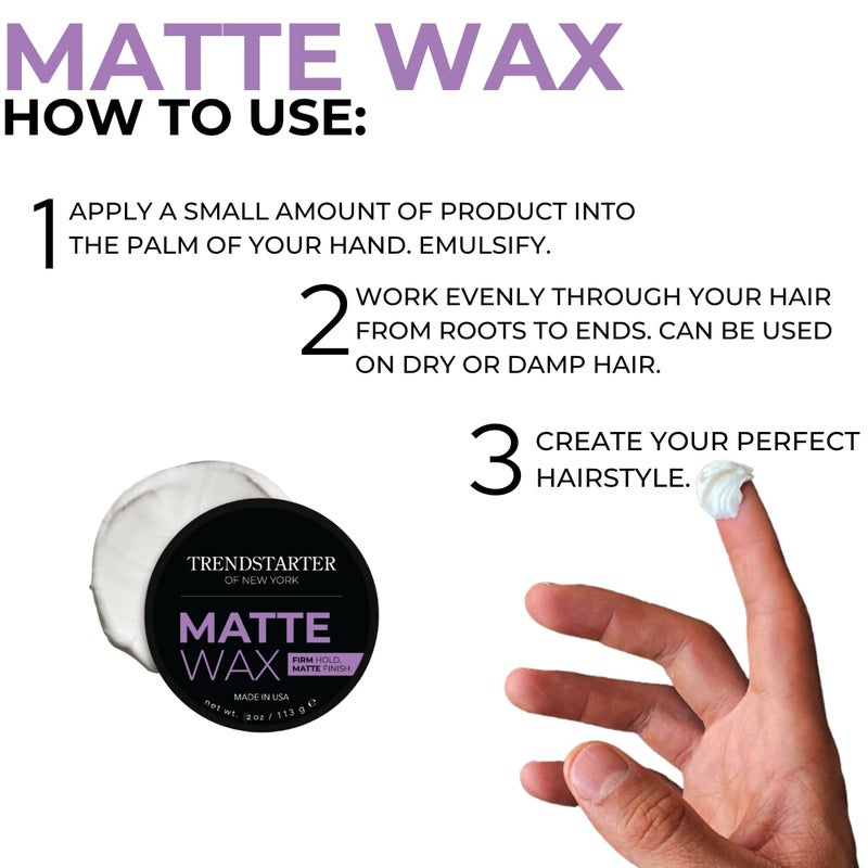 TRENDSTARTER - Men's Firm Hold Travel-Size Pomade (2oz) - Matte Finish, Water-Based, Flake-Free Styling Wax for All Hair Types - Image 5