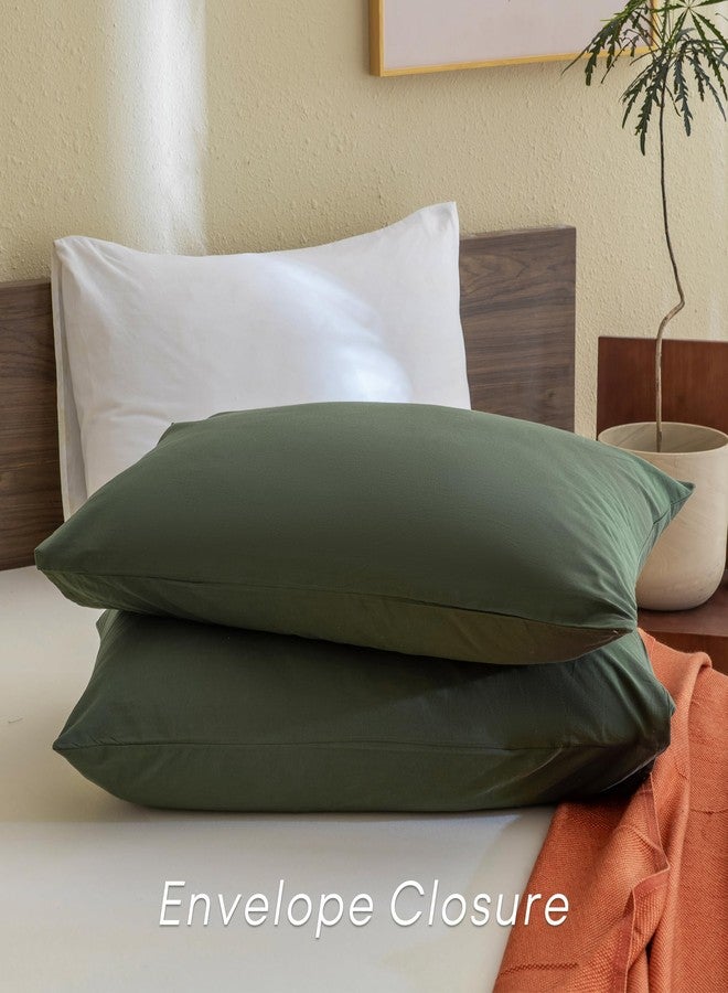 CozyTide Olive Green Twin Comforter,Cotton Soft Solid Dark Green Bedding Comforters & Sets,3 Pieces Lightweight Aesthetic Kids Twin Bedding Set Ultra Soft - Image 5