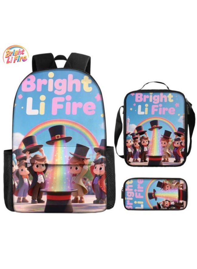 واضح من النار حقيبة كرتونية من ثلاث قطع، يسهل التعامل معها في مناسبات مختلفة (متوفرة للطلاب والأطفال والأصدقاء في النزهايات وتسلق الجبال والتعليم المدرسي وما إلى ذلك) | الكتفين + حقائب اليد + حقائب القرطاسية | موسم العودة إلى المدرسة / هدايا المهرجان - 65 - Image 1