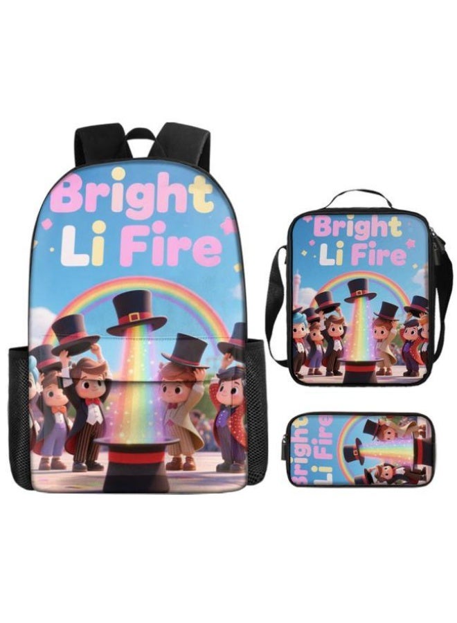 واضح من النار حقيبة كرتونية من ثلاث قطع، يسهل التعامل معها في مناسبات مختلفة (متوفرة للطلاب والأطفال والأصدقاء في النزهايات وتسلق الجبال والتعليم المدرسي وما إلى ذلك) | الكتفين + حقائب اليد + حقائب القرطاسية | موسم العودة إلى المدرسة / هدايا المهرجان - 65 - Image 2