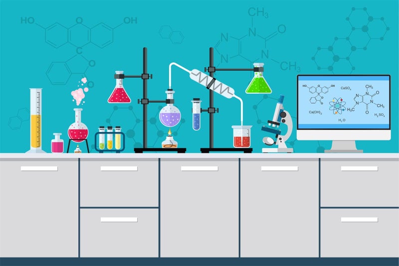 BELECO Chemical Science Birthday Party Backdrop 7x5ft Fabric Cartoon Chemistry Lab Equipment Science Research Background for Kids Science Party Decorations Mad Scientist Party Banner Photo Props - Image 2