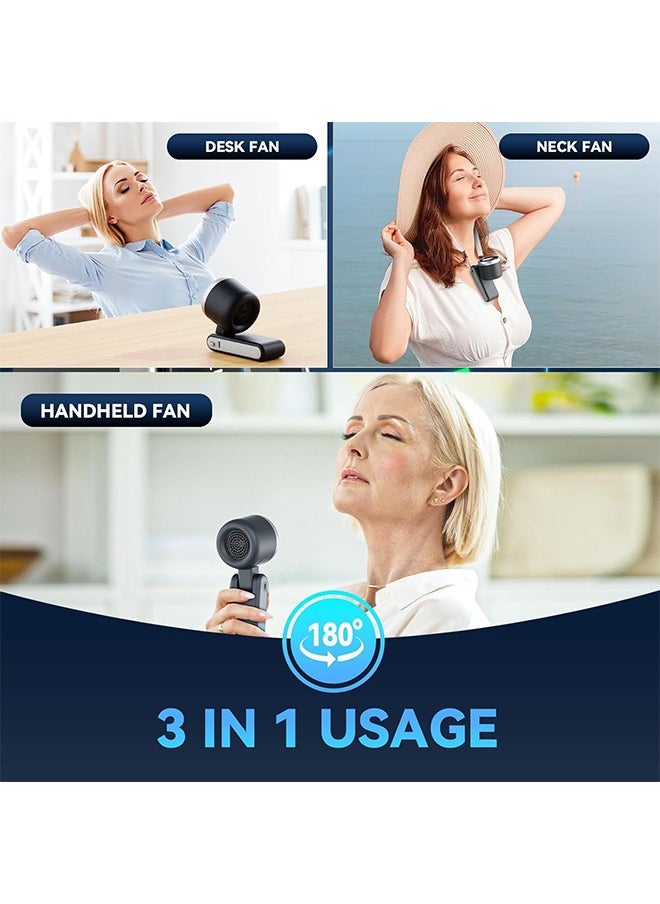 Sweet Life - Portable Handheld Turbo Fan, 5 Gear Wind Hand Fan, 5000mAh Battery Personal Fans Portable Rechargeable, 20 Hours Pocket Fan, 3 IN 1 Hand Held Fan, Portable Fan for Travel/Outdoor/Indoor(Black) - Image 1
